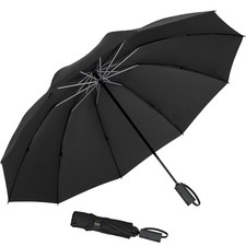 Umbrella Reverse Travel Umbrella Windproof Compact Folding - U2.1 Black