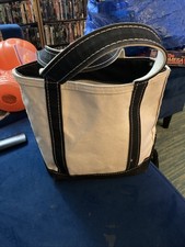 Vintage LL Bean Small Boat Tote Bag Canvas Black 12"x10" Made In USA