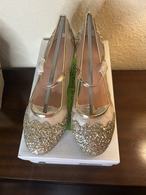 Chasing Fireflies Girl s Gold Glitter Kitten Heel Mary Jane Dress Dance US 4
