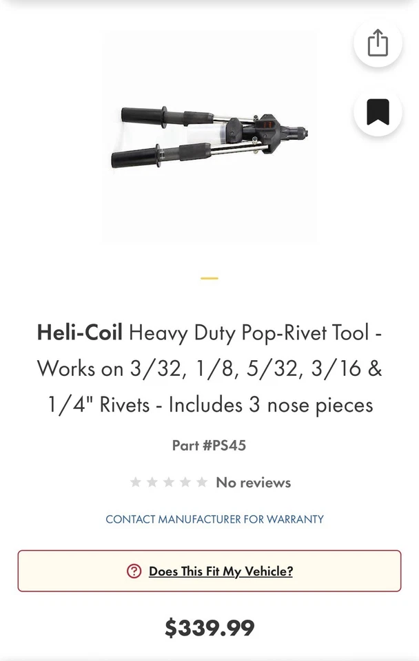 Heli-Coil Heavy Duty Pop-Rivet Tool - Part #PS45 - Image 4 of 4