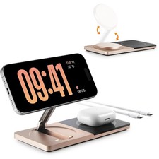 Wireless Charging Station for iPhone & AirPods: Foldable Charger Stand with M...