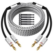 14 AWG Speaker Cable Wire 4 Feet with Gold-Plated Banana Tip Plugs-CL2 Rated-in