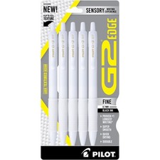 G2 Premium Retractable Gel Ink Pens, Fine Point, Black Ink, Edge White 5 Count