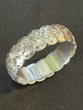 STERLING SILVER HAWAIIAN PLUMERIA FLOWER BAND RING Size 12.5
