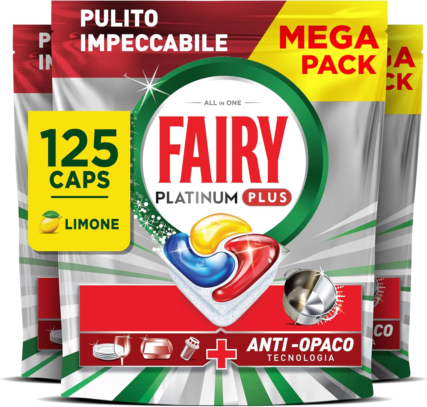 Platinum Detersivo Lavastoviglie 125 Capsule | Offerta Risparmio Fairy