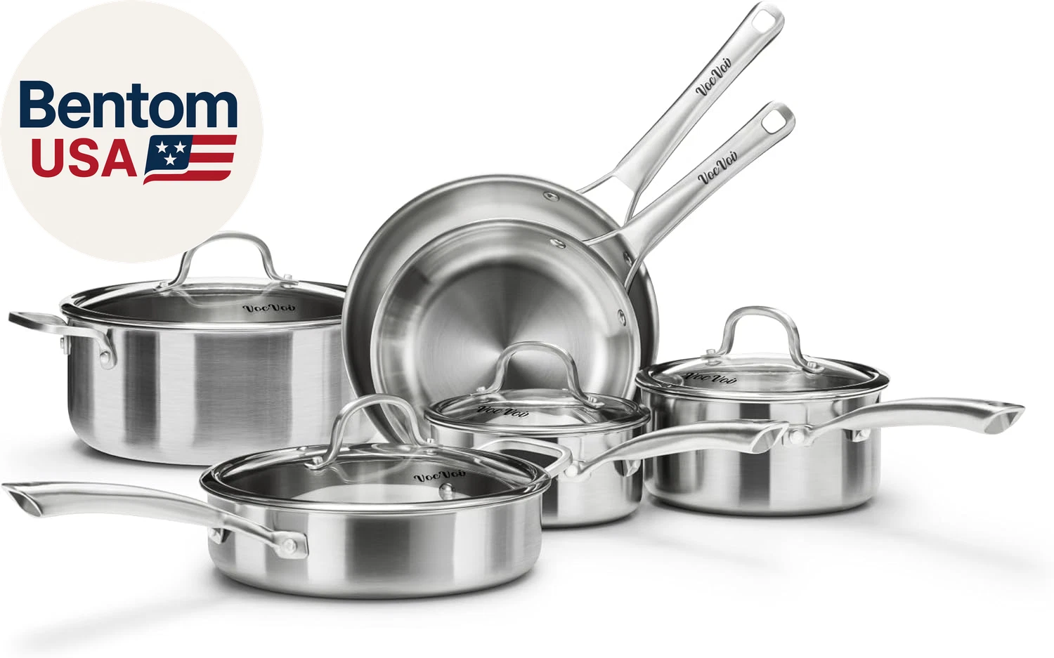 Stainless Steel Cookware Set,Tir-Ply Pots and Pans Set,10 Pcs Stainless Steel In
Opens in a new wind