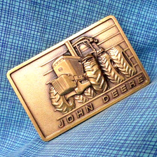 John Deere Tractor Promo Dress Belt Buckle Moline IL Vtg 80s Deere Co .TAZ711