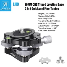 ∅70mm CNC Tripod Leveling Base Camera LevelerAdjusting Tripod Head Load 22Lbs