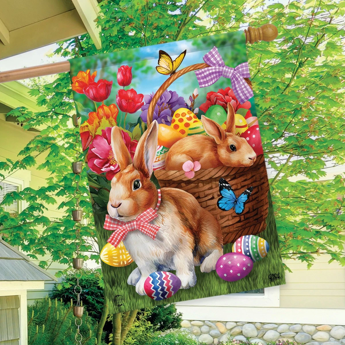 Briarwood Lane Basket Bunny House Flag - Thumbnail 2