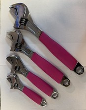 Snap-on Pink Grip Adjustable Wrench Set Of 4 Usa Made Snap-on Pink Grip Adjustable Wrench Set Of 4 Usa Made
