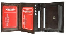 Men's European Cow Leather Hipster Trifold Bifold Wallet 3 ID,8 card Slots Brown