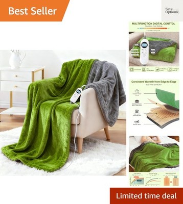 Electric Heated Blanket Throw 50'' x 60'' Soft Dual-Sided Flannel Fast Heating ...