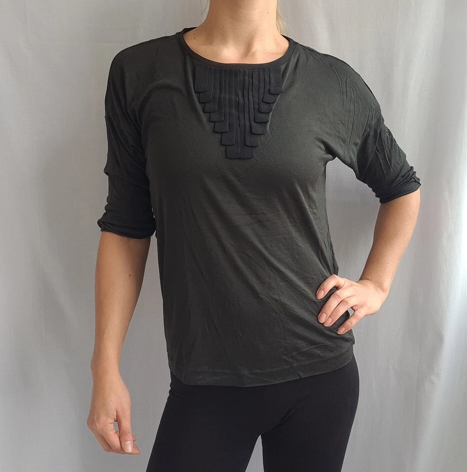 ¡NUEVO! Hugo Boss Mujer Blusa 100% Seda Talla S Manga 1/2 Formal Top Shirt - Imagen 2 de 4