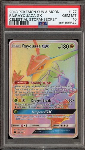 Pokemon Rayquaza GX Celestial Storm Secret Rare Full Art #177 PSA 10 Gem Mint