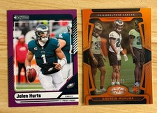 2024 Donruss Purple Jalen Hurts & 2025 Certified Orange Andrew Mukuba RC /150 RC