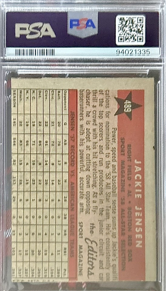 1958 Jackie Henson Card “Sport” AllStar PSA 2 (MC) Hall Of Fame