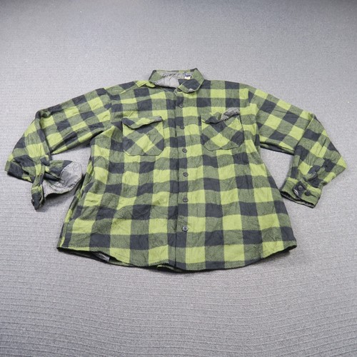 Wrangler Mens Fleece Shirt Jacket XL Green Flannel Buttons Up Long Sleeve Casual