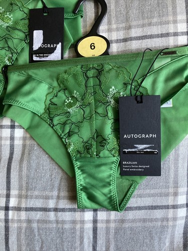 M and S Autograph 2 Pairs Brazilian Knickers Beautiful Swiss Embroidery Size 6 - Picture 2 of 6