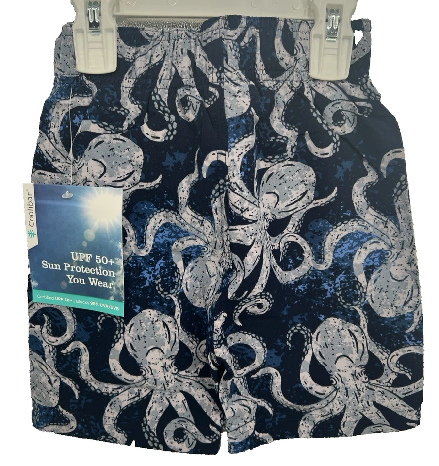 Coolibar Jungen 3T blau Badehose Badehose Shorts gefüttert Oktopus UVP $ 45 NEU