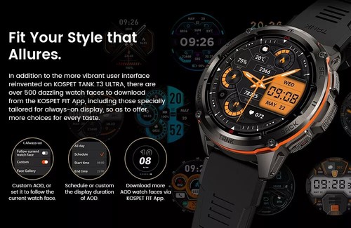 KOSPET TANK T3 ULTRA Smart Watch for Men GPS Smart Watches 5ATM Silver Watch - 第 7/12 張圖片