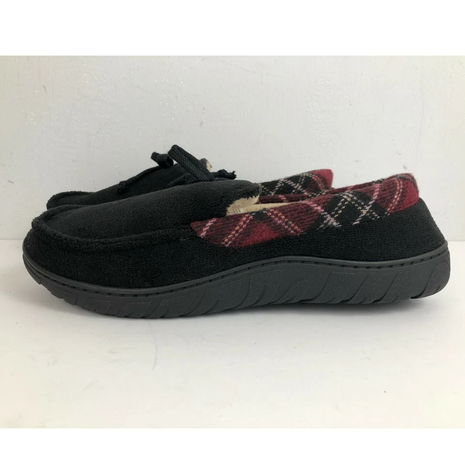 Zapatillas Totes Toasties para hombre espuma viscoelástica cómodas negras rojas profundas ribete mediano 8-9 Foto 2 de 4