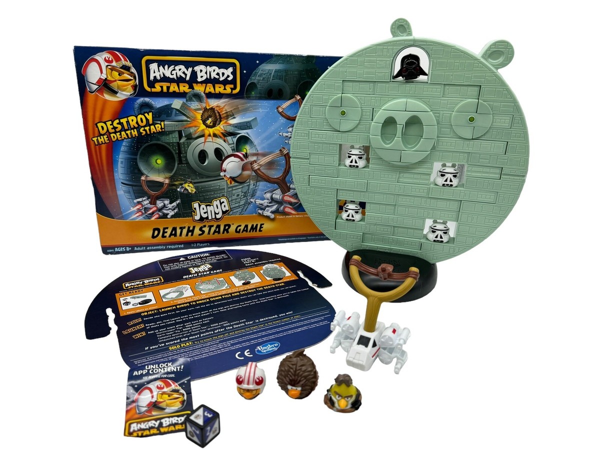 Angry Birds Star Wars Jenga Death Star Game Chewie Hasbro Complete