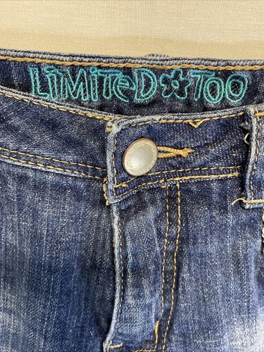 Limited Girls Too Super Low Rise Blue Distressed Stretch Denim Jeans Size 14 1/2 - Picture 3 of 7