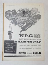 KLG Sparks Plugs Hillman Imp Engine Advertisement Removed from a Magazine