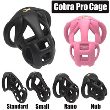 NEW 3D Printed Cobra Pro Cage Male Chastity Device Mini Lock Flat/Arc Rings US