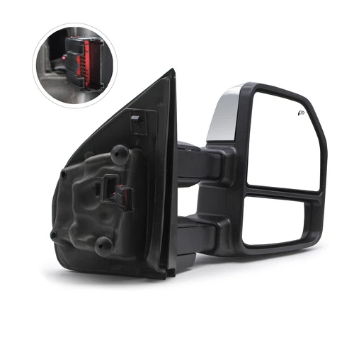 Right Side Tow Mirror For 2017-18 Ford F250-F450 Super Duty Power Heated Chrome