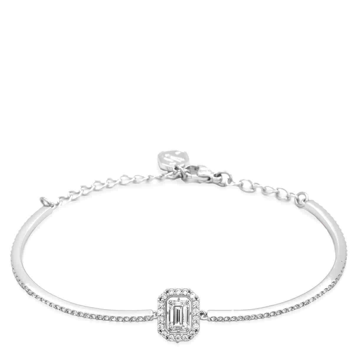 Swarovski Millenia White Rhodium Plated Octagon Cut Pave Bangle, Size M