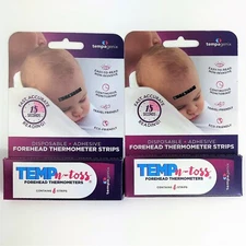 2 Packs Temp-N-Toss Disposable Forehead Thermometer Strips 12 Strips Total