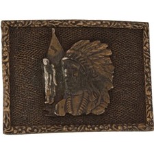 Native American Chief Indian Navajo Tribal Southwest 1970s Vintage Belt Buckle