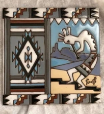 Earthtones 1990 Trivet By Tu Oti Kokopelli Blanket Southwestern Style Tile AZ