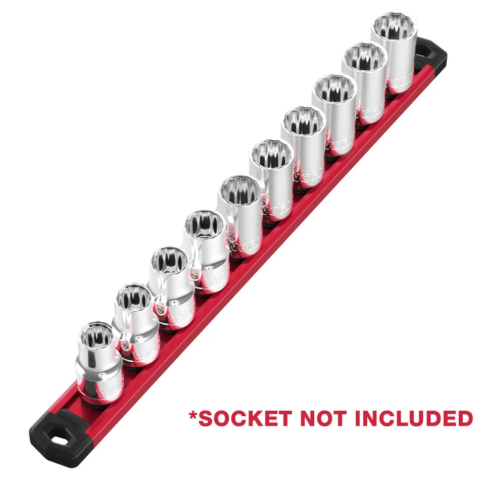 WORKPRO Magnetic Socket Organizer 1/2 Drive Socket Rail Heavy Duty Socket Holder - Image 2 of 4
