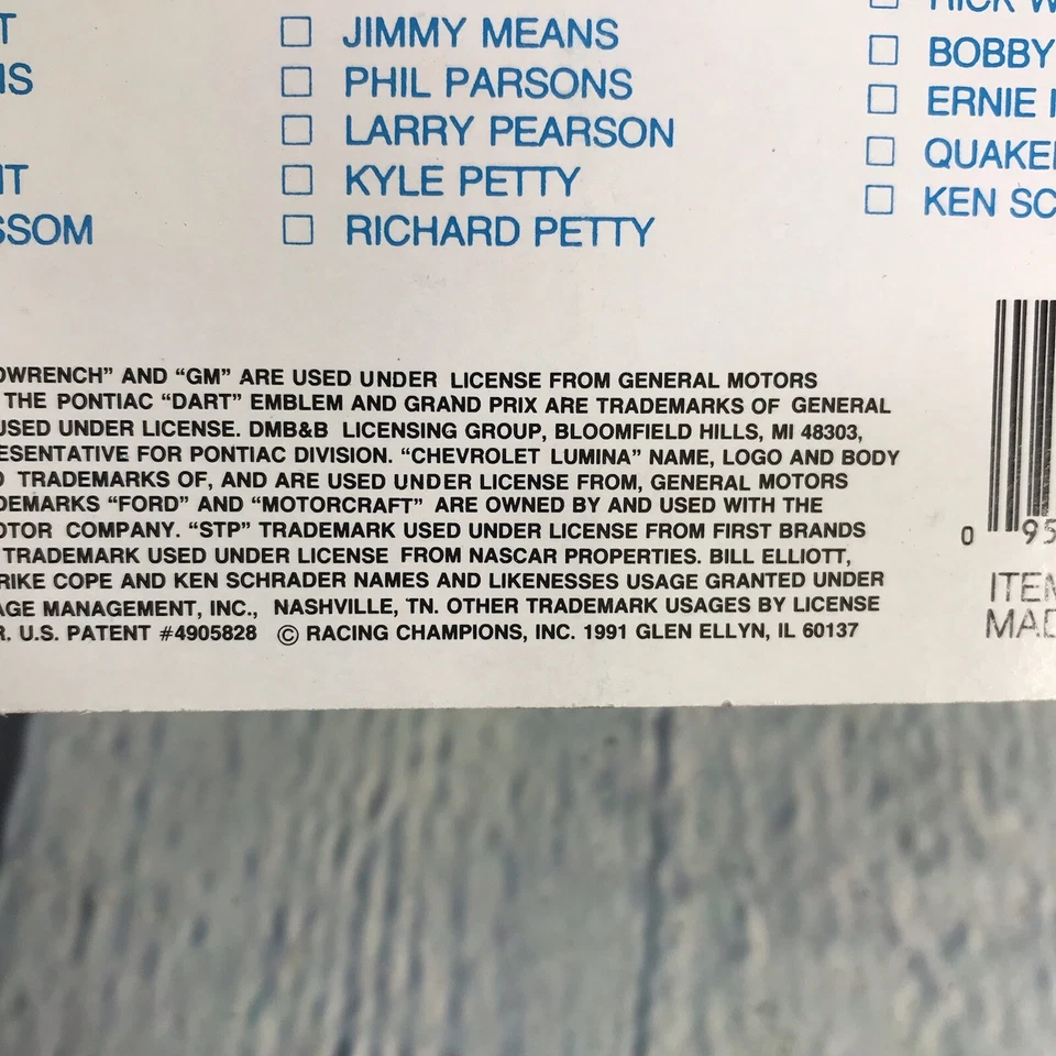 Coche diecast Racing Champions Nascar 1991 1:64 Dave Marcis #71 azul vintage Foto 4 de 4