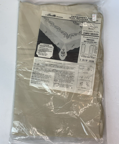 Bucilla Vintage NOS #1612 Stamped Tablecloth Kit "Venetian Rose" 60x90" Oblong - Picture 2 of 6