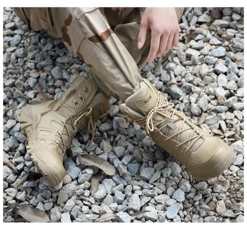 Hombres Botas Militares de Cuero Zapatos de Combate de Parte Superior Alta Aire Libre Montaña Nieve Tenis - Imagen 15 de 36