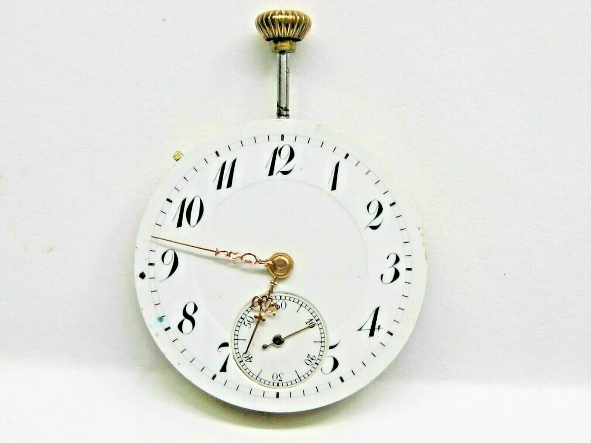 Antique No Name Pocket Watch Movement 27.5 mm in size. Porcelain