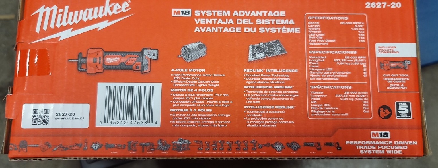 Milwaukee 2627-20 M18 Cut Out Tool BRAND NEW Tool Only FREE SHIPPING 