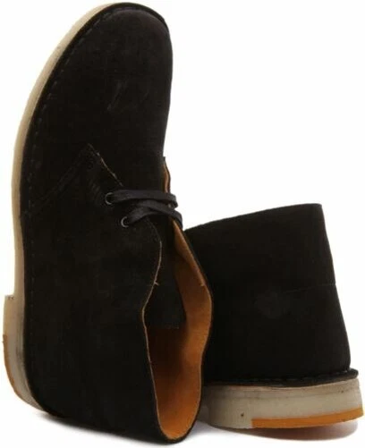 CLARKS ORIGINALS Desierto Botas Hombre Ante Chukka Negro Naranja Talla UK 7-12