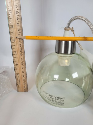 west elm Sculptural Glass Ball Pendant avo Clear/Green Tint Ceiling Light READ - Picture 8 of 12
