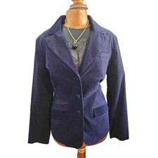 Nwt $86 Izod Navy Cotton Blazer Jacket Size 16 Single Breasted Four Pocket Front