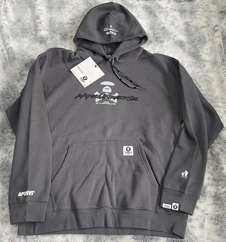 Size XL Aape by *A Bathing Ape Hooded Sweater Gray M3817XXH - Image 4 of 4
