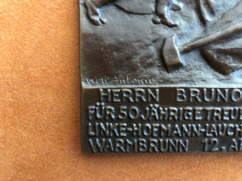 Framed, bronze Secessionist-style award plaque, German, dated 1925 and signed - Picture 6 of 8