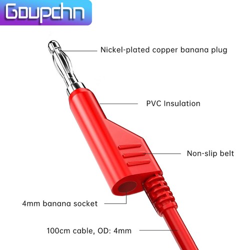 2PCS 4mm Stackable Banana Plug to Crocodile Alligator Clip Test Leads 1M Cable - Picture 3 of 8