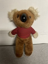 Interpur Plush Vintage Brown Koala Red Striped Shirt Vintage Made In Korea
