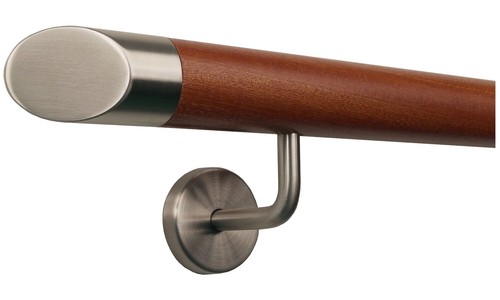 Mahagoni Handlauf Geländer lackiert Ø42 mm Edelstahlhalter Treppe Wand Bausatz - Bild 9 von 23
