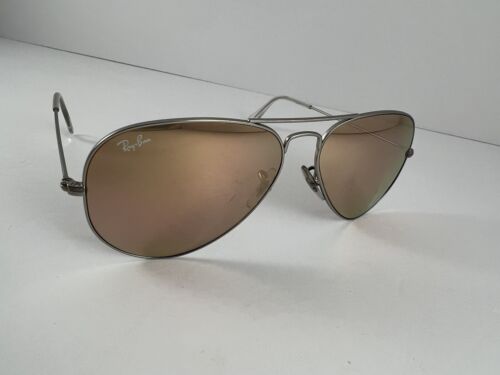 Ray Ban RB3025 Aviator Glasses, Silver Frame Rose Lense GENTLY USED