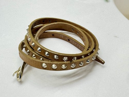 Cintura BERGE 1/4" in pelle italiana marrone con borchie argento, ferramenta - taglia media